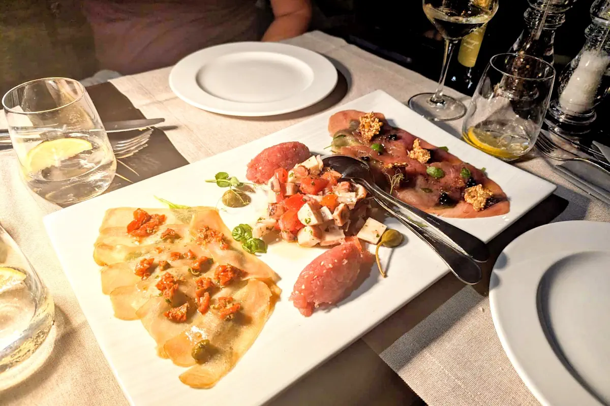 Adriatic Seafood Appetizer Plate at a traditional Kotor Konoba