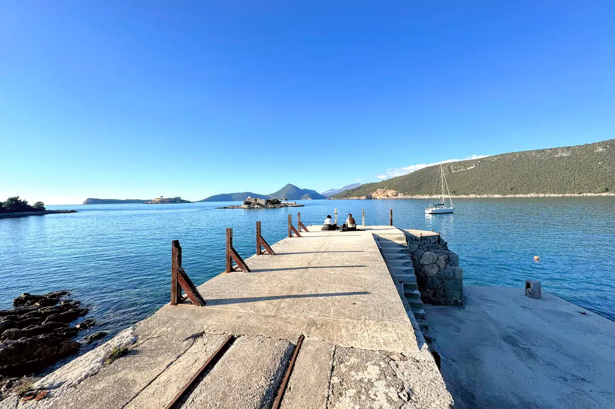 Concrete Dock on Arza Beach with panoramic views of the tiny islet of Vavedenje