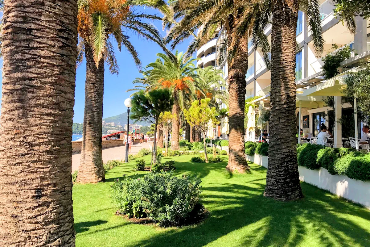 The scenic stone seaside promenade walking path connecting Becici to neighboring beaches