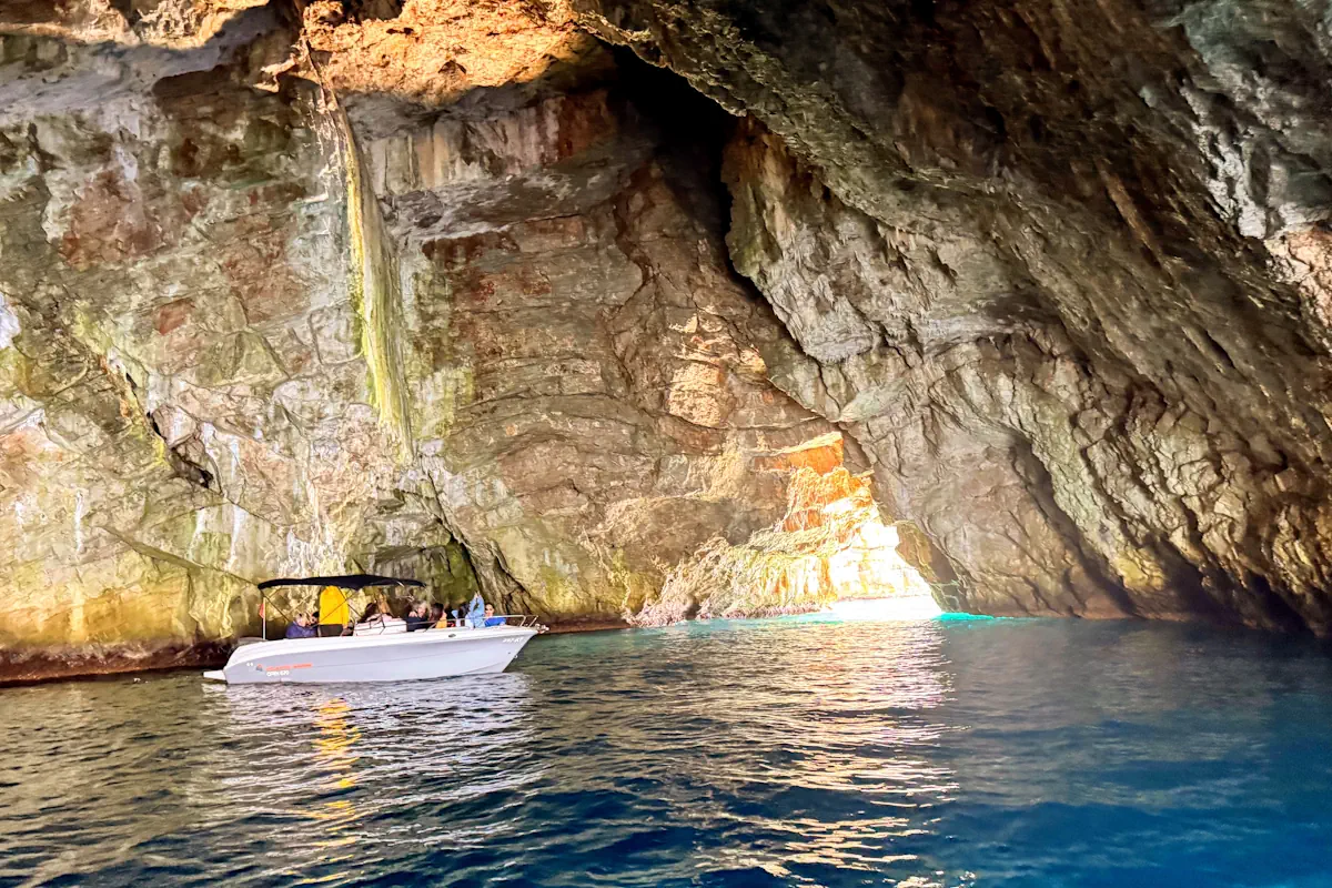 Massive rock vault inside the Blue Cave Montenegro