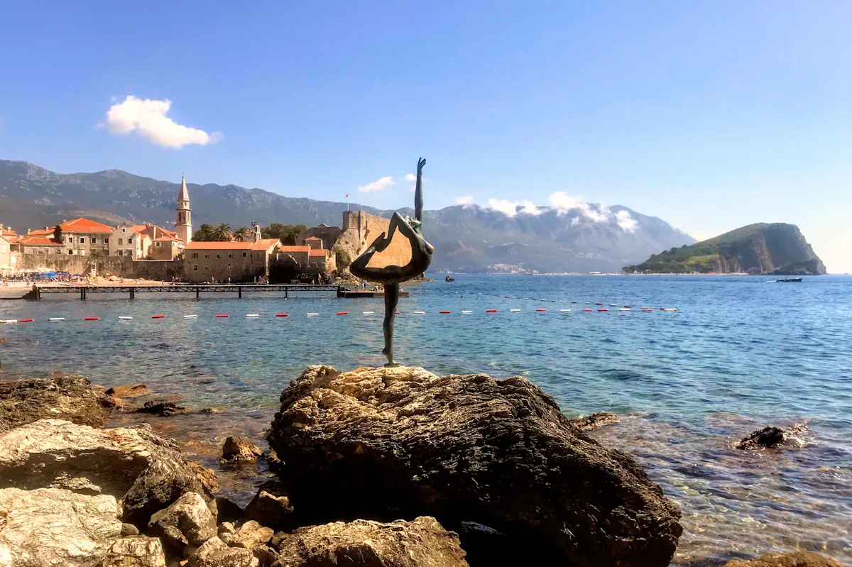 Budva Ballerina Statue on the trail to Mogren Beach