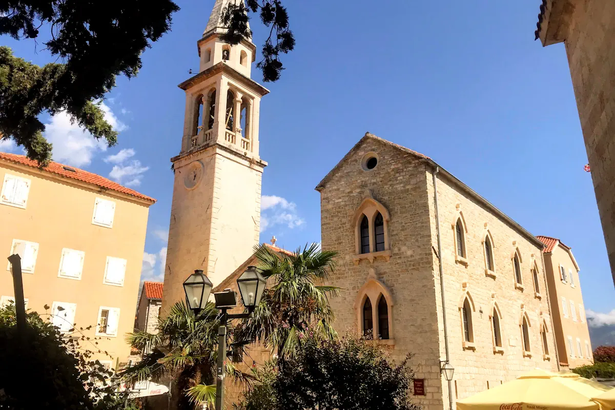 Church of St. John the Baptist with belfry in Budva's Old Town