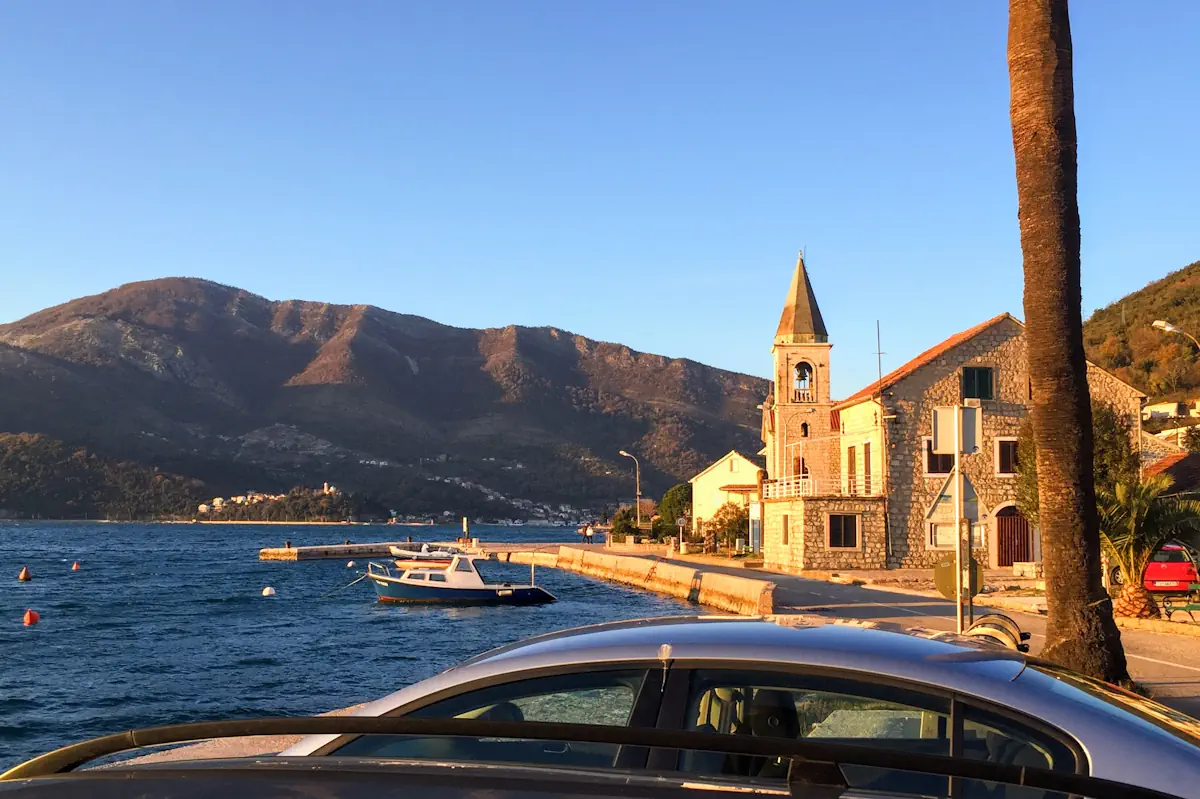 Traditional stone houses and church in Donja Lastva