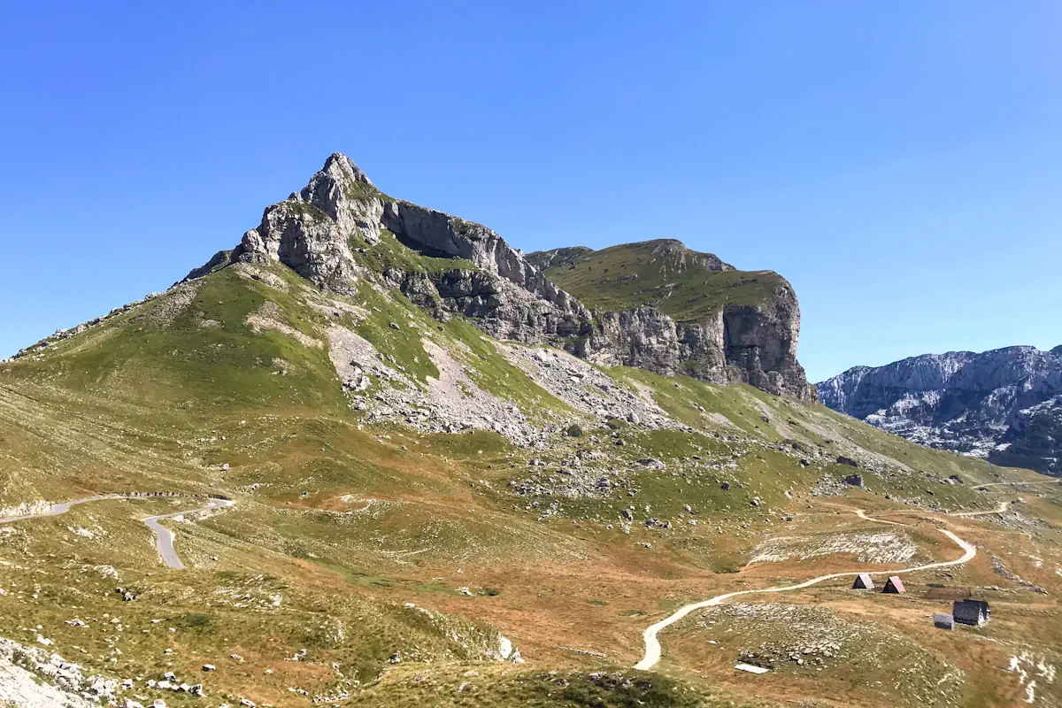 The alpine meadows and peaks of the Durmitor National Park in the north of Montenegro