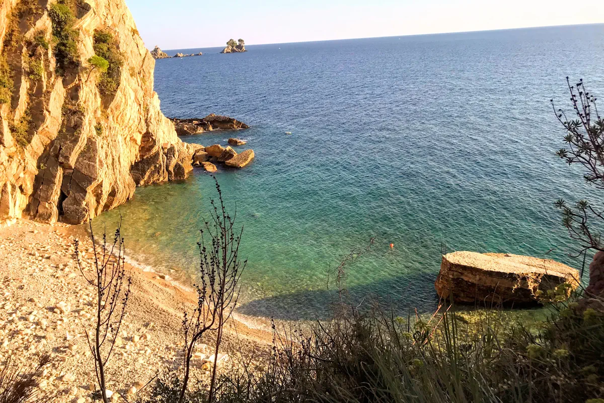 Secluded rocky shoreline of Fenix Beach near Petrovac