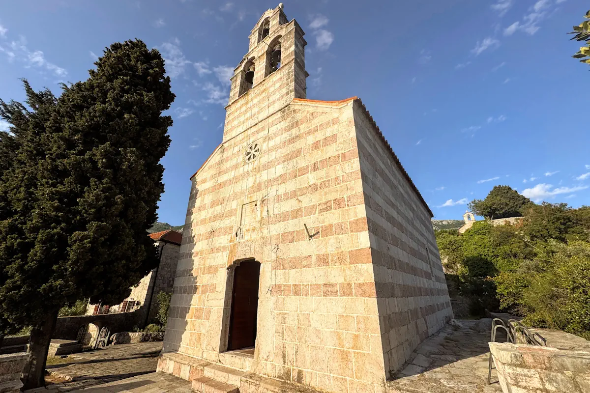 Gradište Monastery overlooking Buljarica bay in Montenegro
