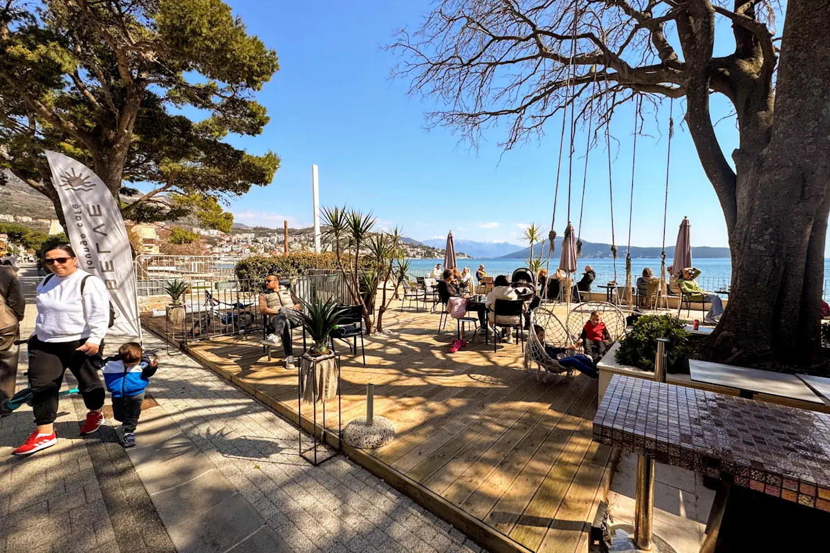 Central Promenade and waterfront restaurants in Igalo