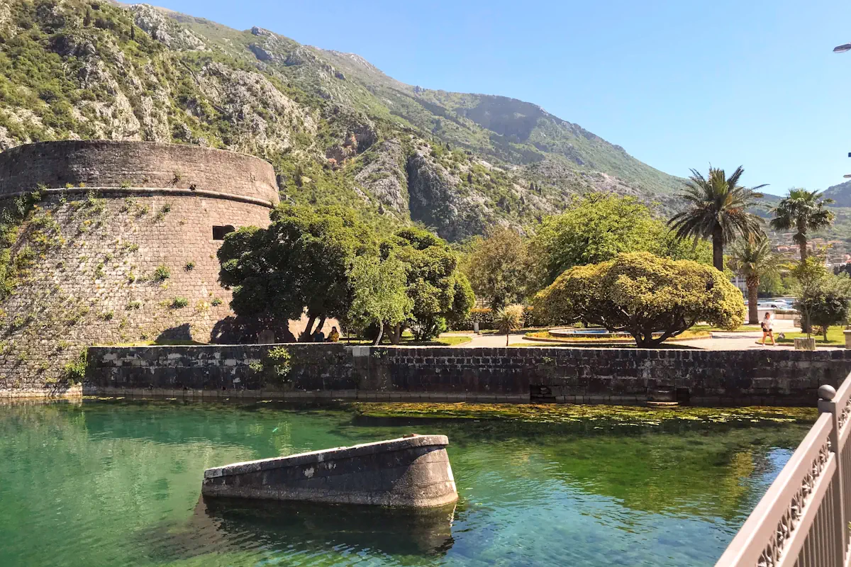 Kampana Tower and Kotor City Walls at night