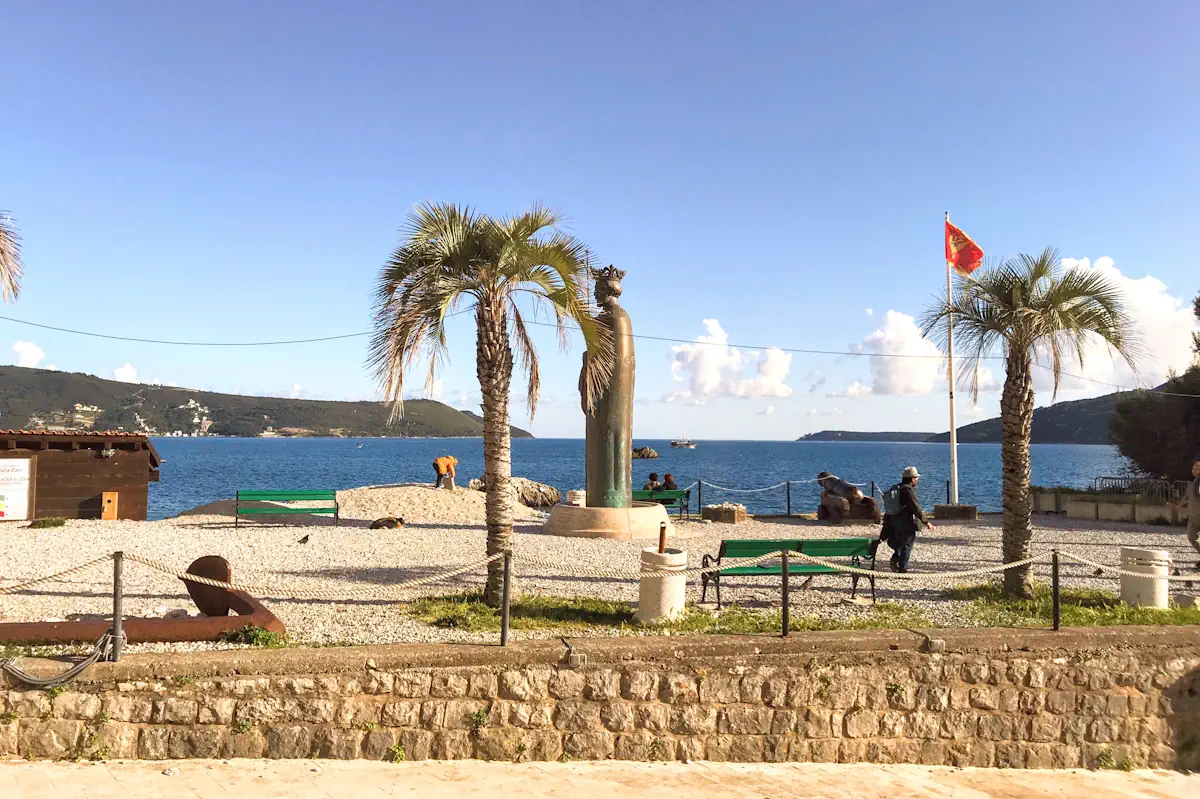 Statue of King Tvrtko I in Herceg Novi Harbor