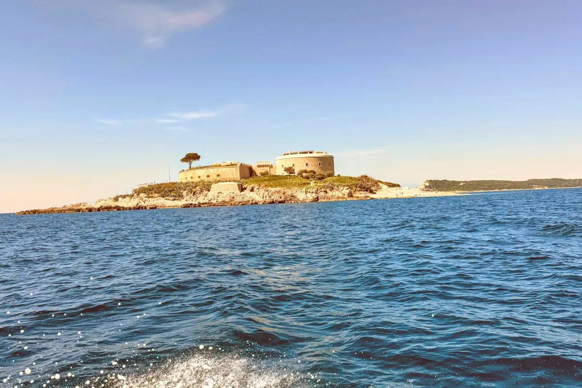 Panoramic view of Mamula Island fortress at the entrance of Boka Bay