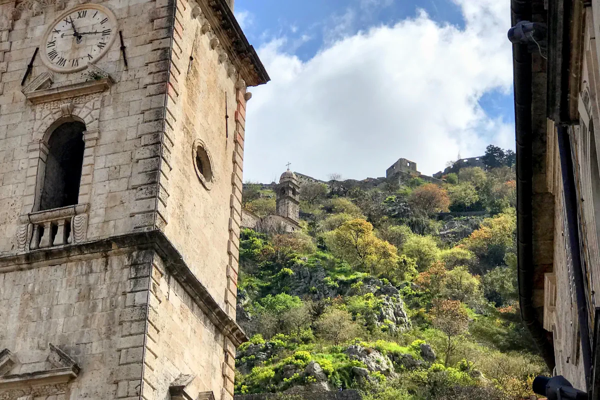 Hidden entrance to Kotor Fortress behind the Cathedral