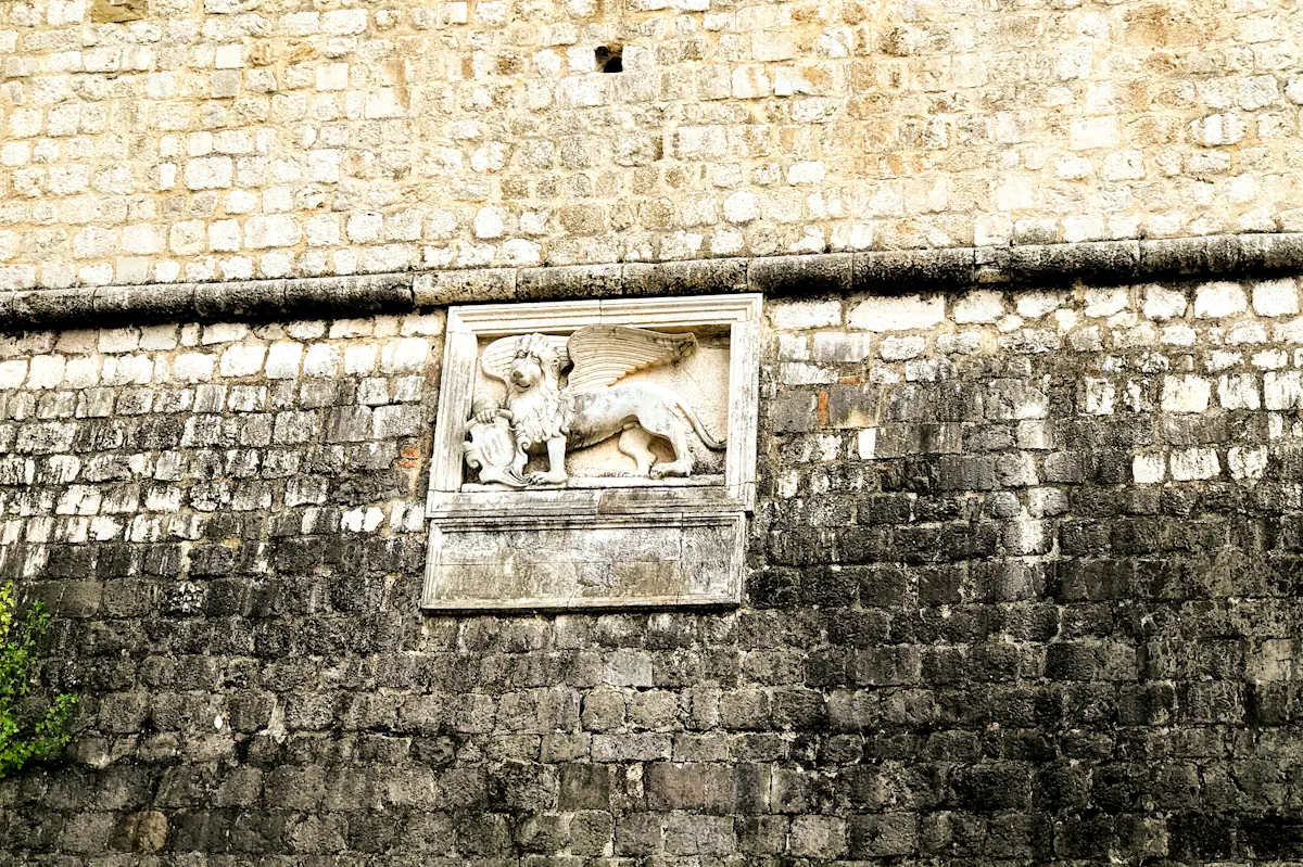 Kotor UNESCO Protected City Walls with Venetian Lion of St. Mark