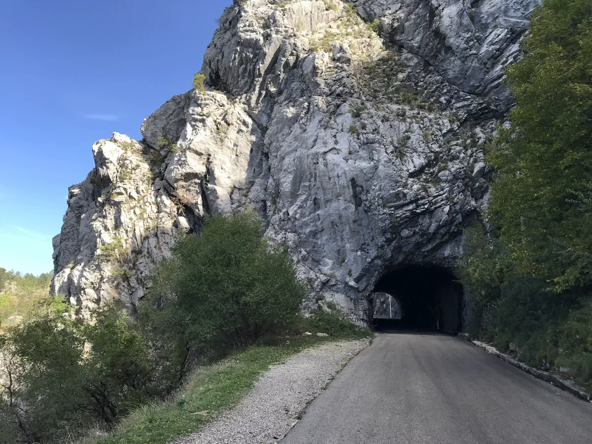 Historic hand-cut tunnel on the 1884 Kotor Serpentine road