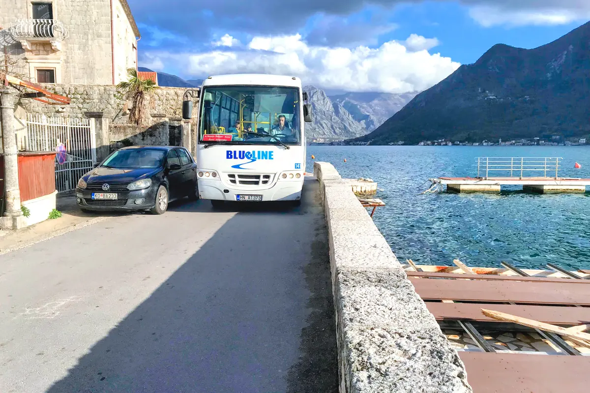 Blue Line Bus in Perast Montenegro