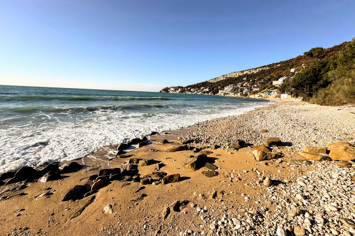 Kruče Beach sheltered rocky and pebbly bay north of Ulcinj