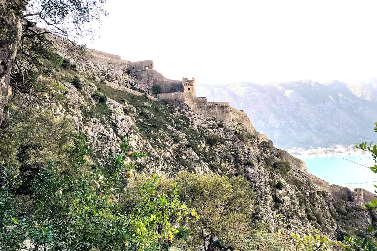 Ladder of Kotor trail overlooking the city walls, near Northern Gate