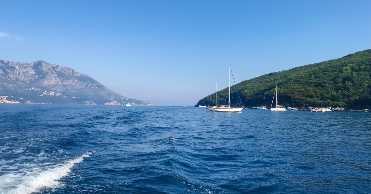 Laguna Beach on Sveti Nikola Island with its clean water photographed from a taxi boat