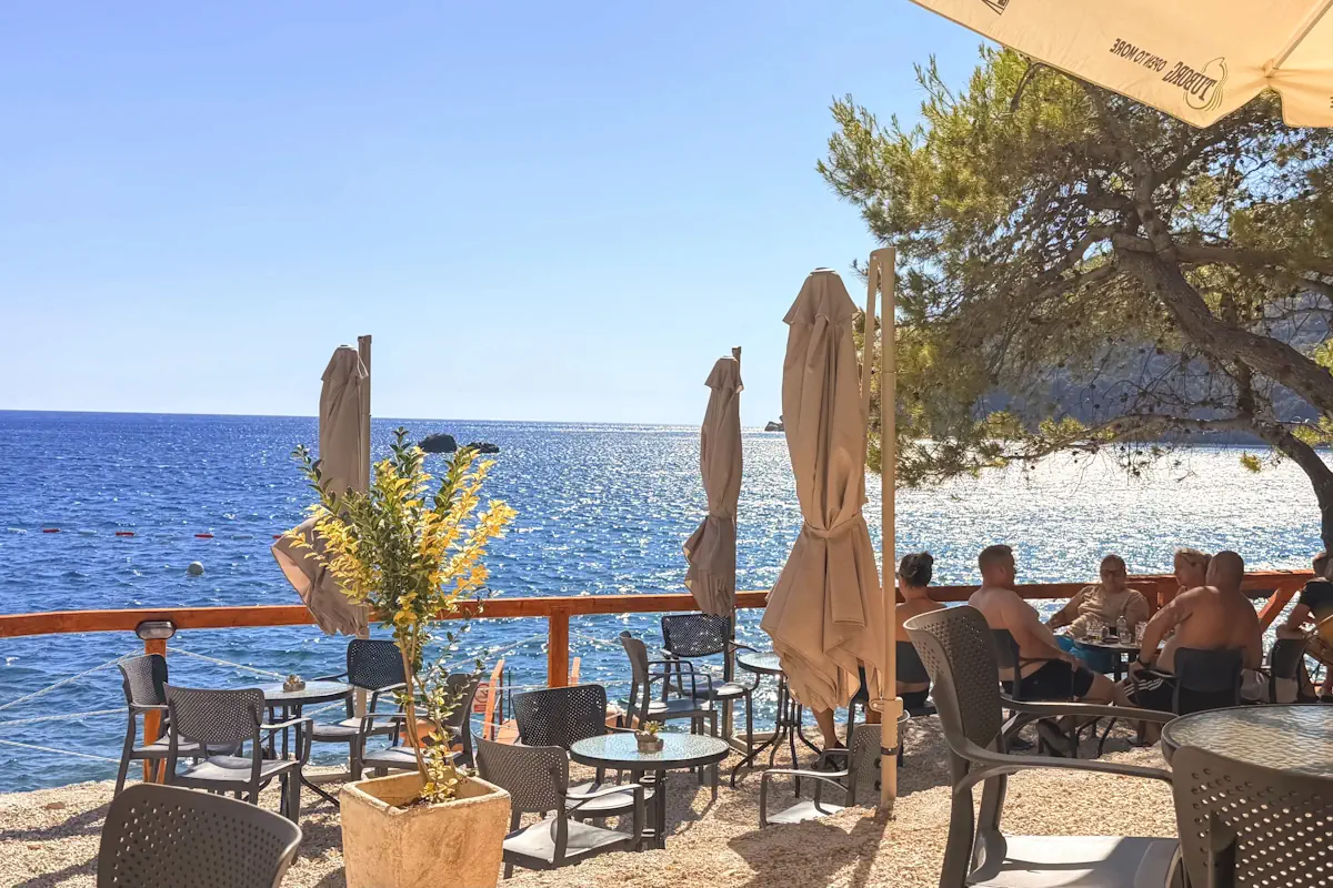 Little Maljevik Beach Bar overlooking the bay