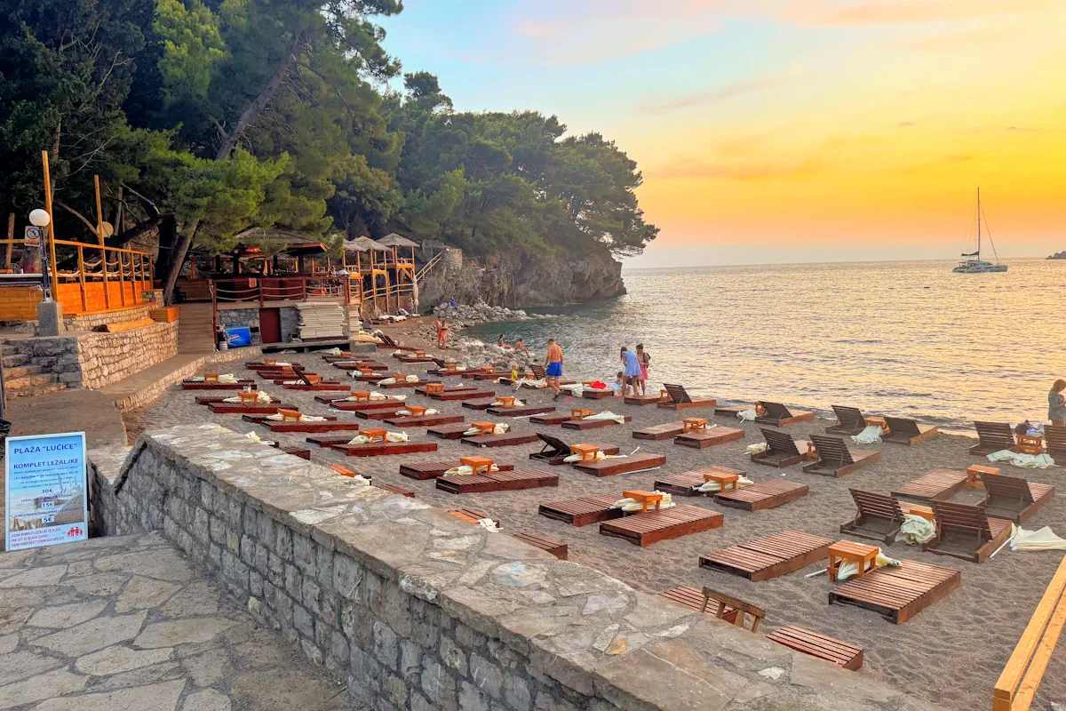 The Southern Sector of Lučice Beach at sunset