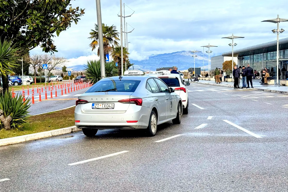 Arrival at Montenegro Airport ZT License Plate Taxi