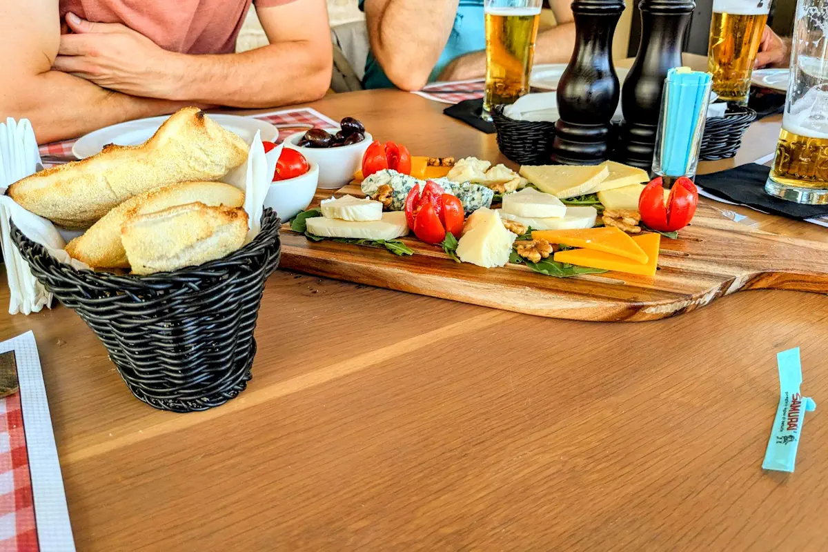 Traditional Montenegrin cheese platter with Njeguški cheese and bread