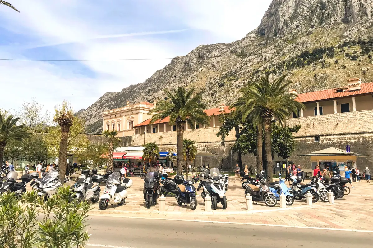Kotor Riva Parking Lot next to the sea gate entrance to the old town