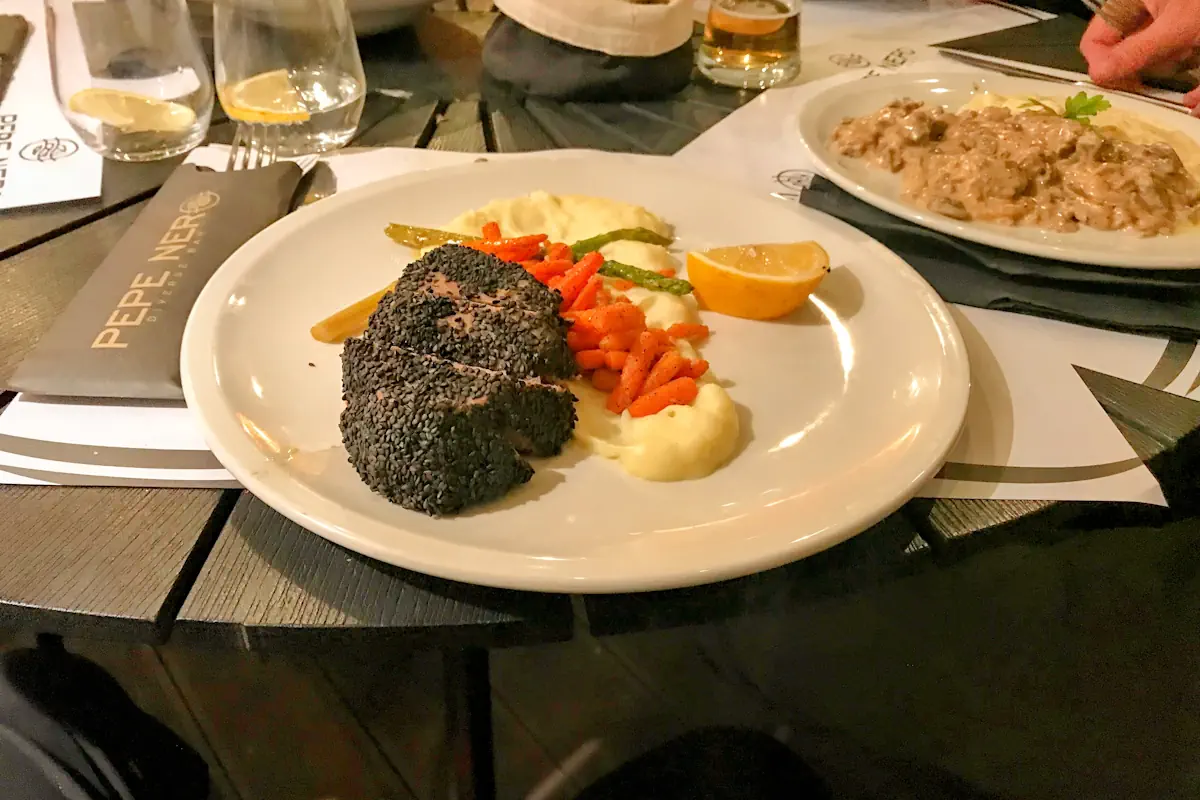 Tuna Steak at Pepe Nero restaurant in Kotor Old Town