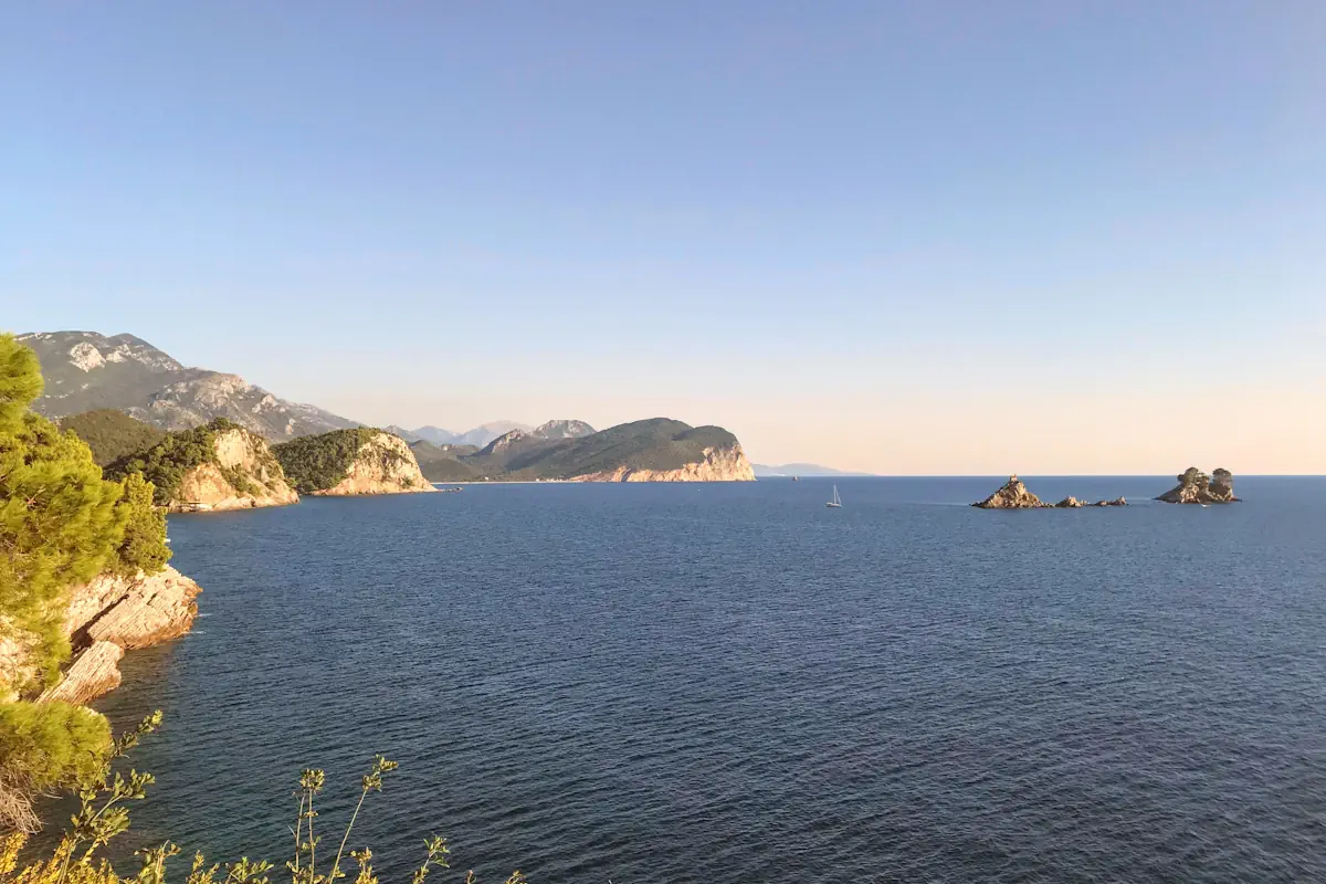 Island Views from the scenic pine forest Health Trail leading from Petrovac to Perazica Do