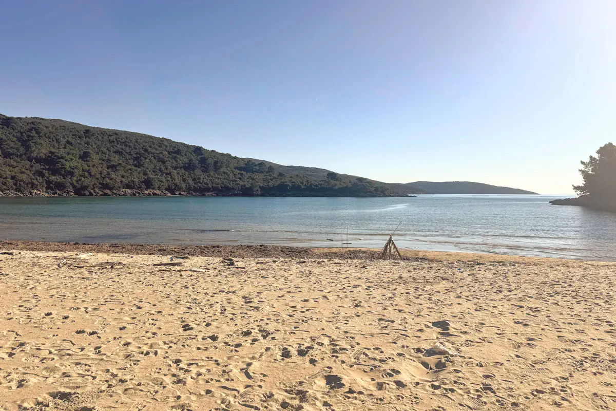 Plavi Horizonti sandy beach in Tivat off season