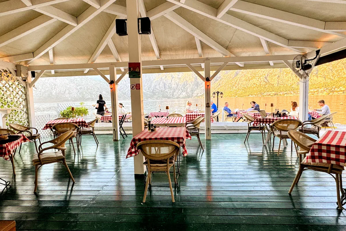 Al-Fresco Terrace of Restaurant Mademoiselle overlooking the bay, Prcanj