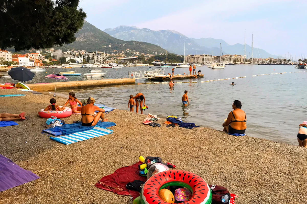 Ponta Seljanovo Beach overlooking Porto Montenegro