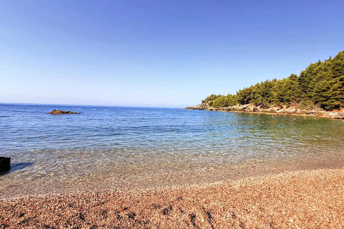 Strbina Beach pebble beach with crystal clear waters, Bar Riviera, Montenegro