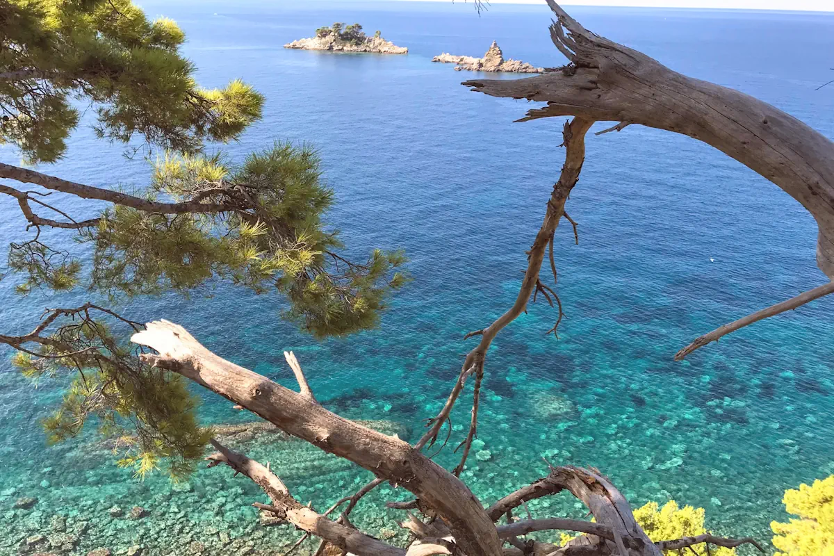 The iconic rocky islets of Sveta Nedjelja and Katic sitting offshore from Lucice Beach