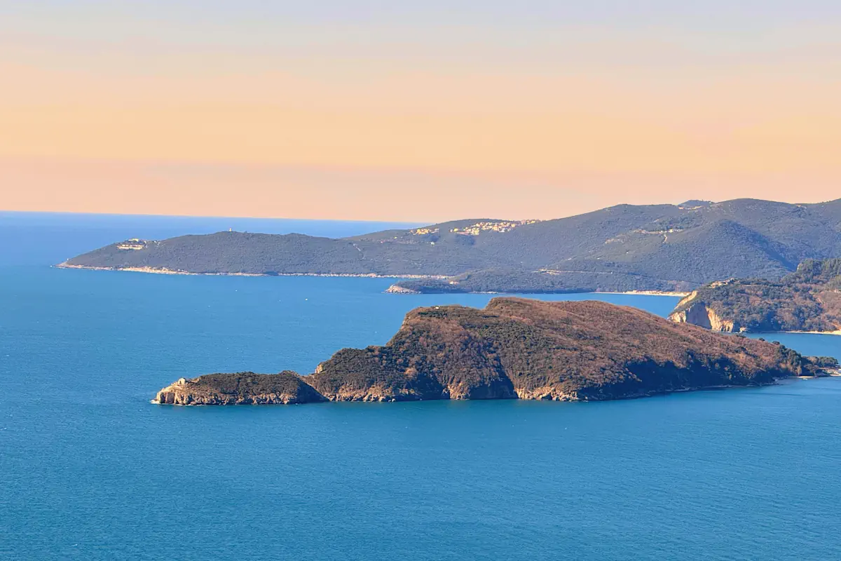 Aerial View of Sveti Nikola 'Hawaii' Island near Budva