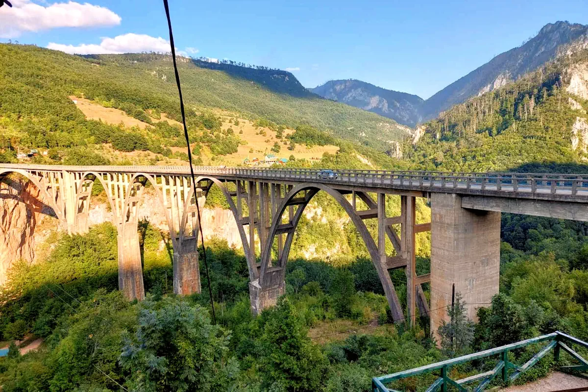 View of the deep Tara River Canyon and the Đurđevića Bridge