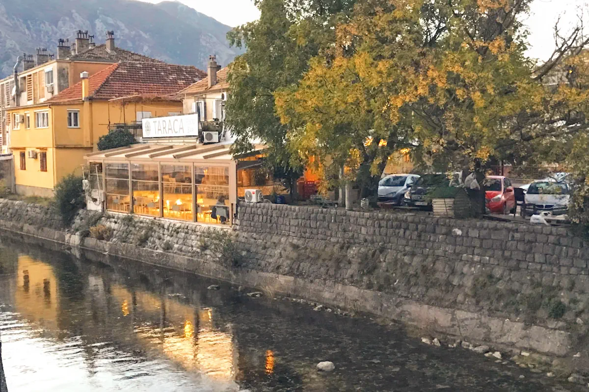 Restobar Taraca Terrace overlooking the Scurda River, Kotor Old Town