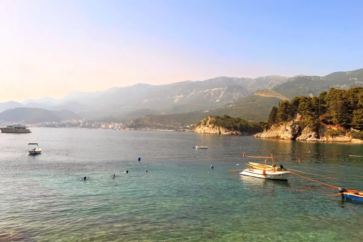 Scenic coastal landscape of the Budva Riviera, near Sveti Stefan