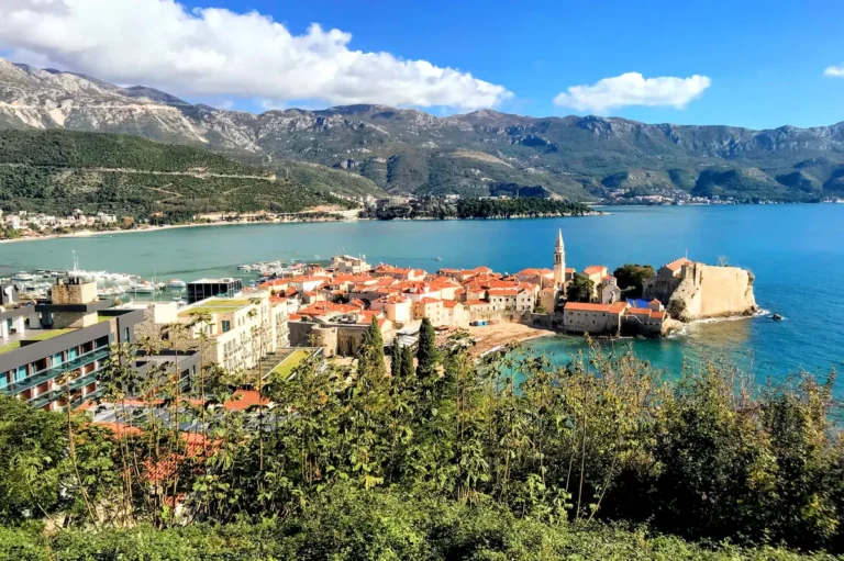 Budva Montenegro Aerial view of the old town