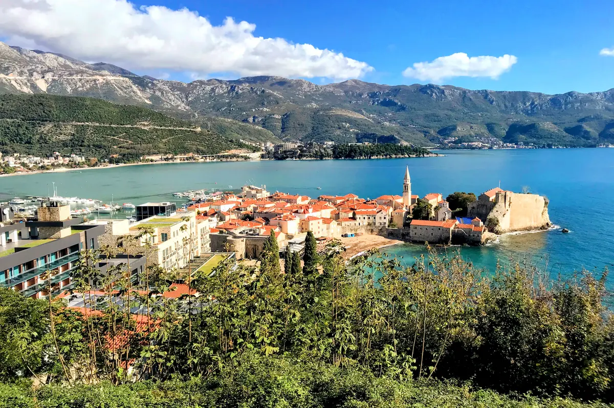 Budva Montenegro Aerial view of the old town