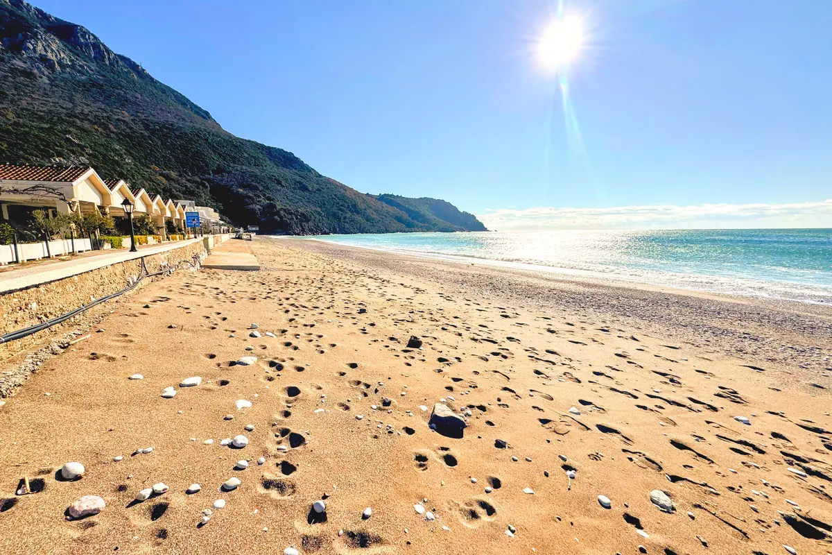 Canj Beach between Sutomore and Petrovac, southern end overlooking the gin-clear Adriatic