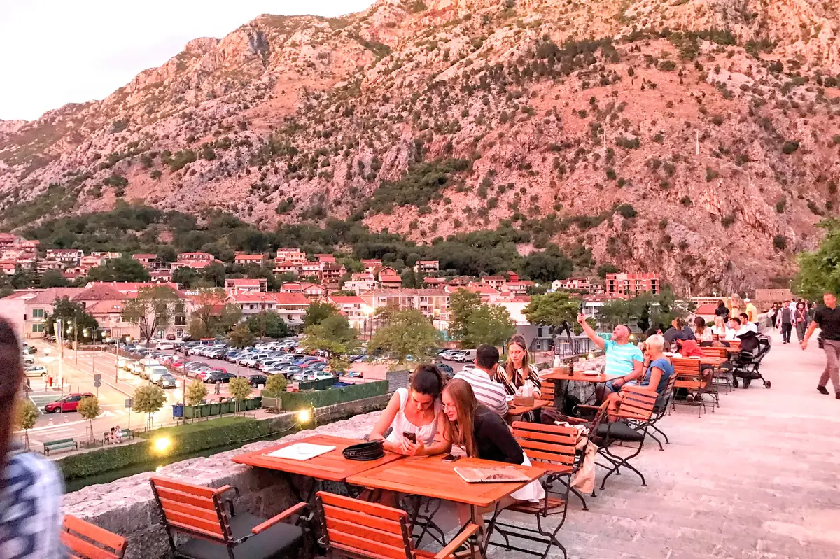 Kotor Old Town Restaurant Citadela Al fresco tables overlooking the bay