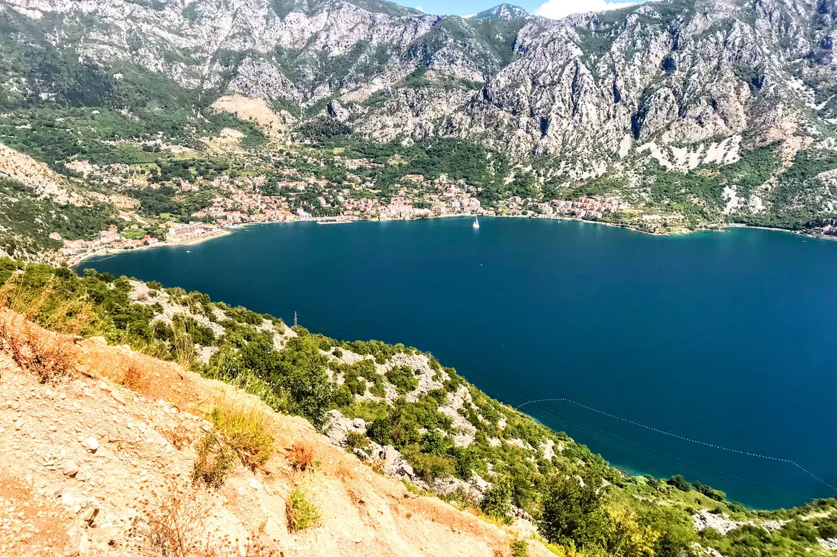 Aerial View of Risan from the Mountain road towards Niksic