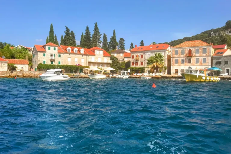 Rose Montenegro, Bay of Kotor, with sea captain's homes and boats