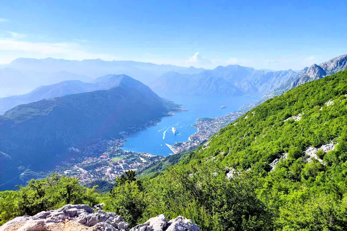Aerial View of the Bay of Kotor from the Ladder of Kotor trail