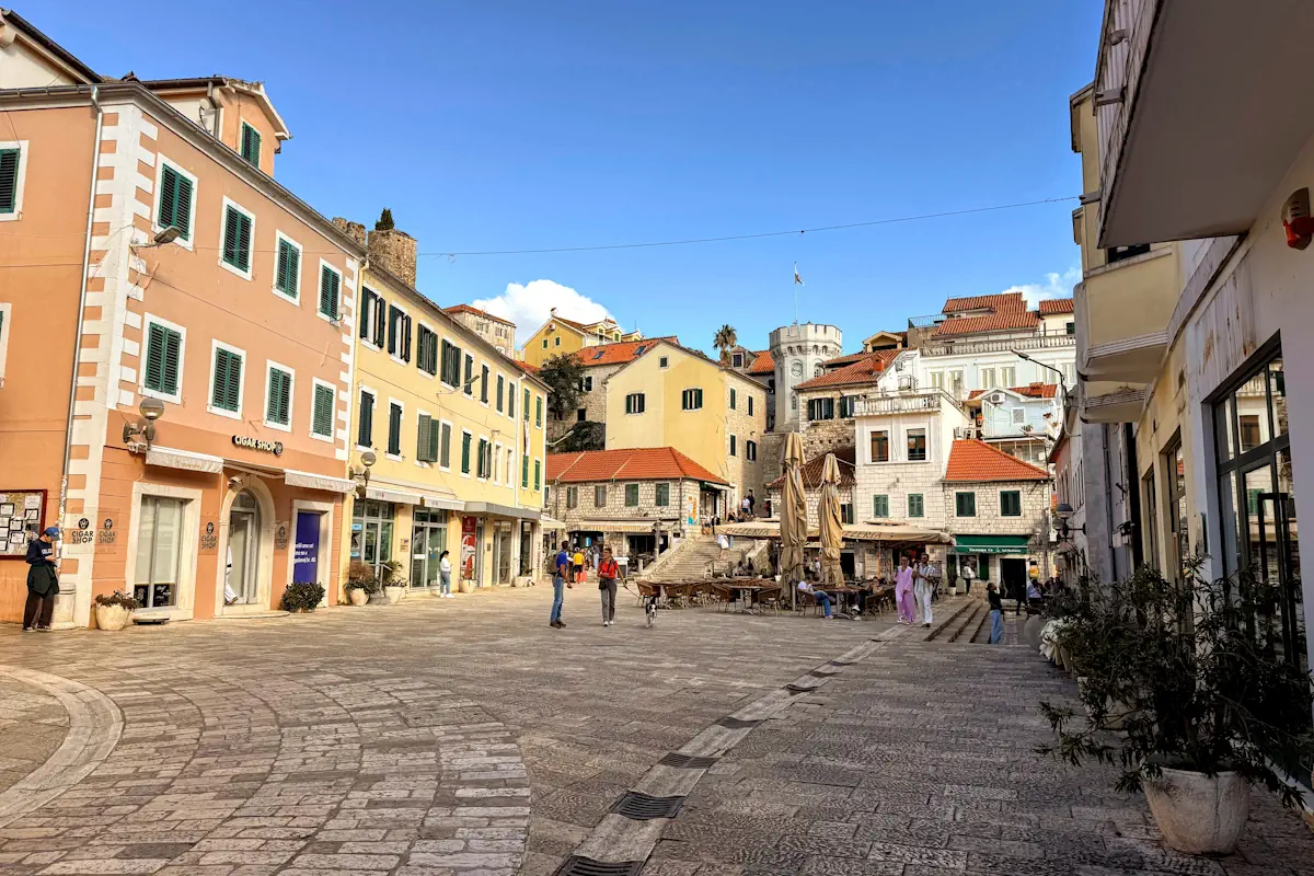 Herceg Novi Old Town Square with Ottoman Clock Tower