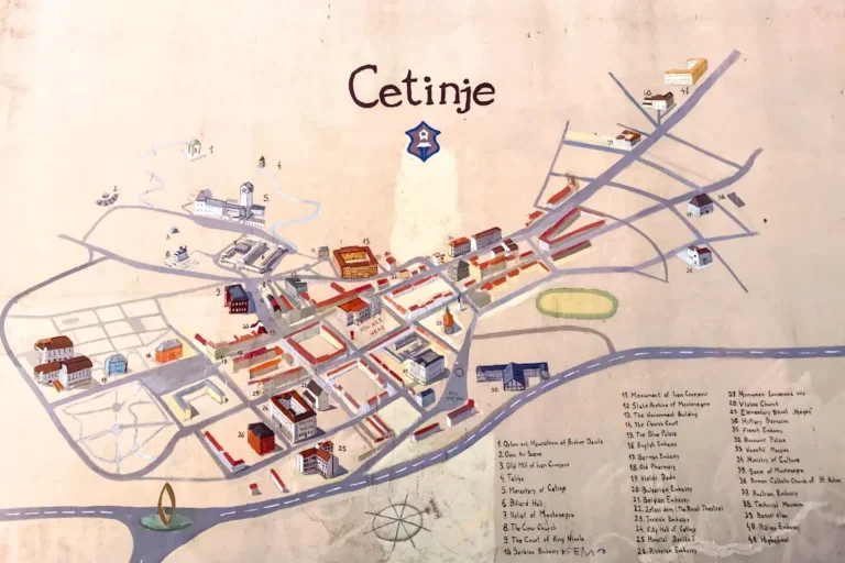 Cetinje Montenegro Handdrawn Map
