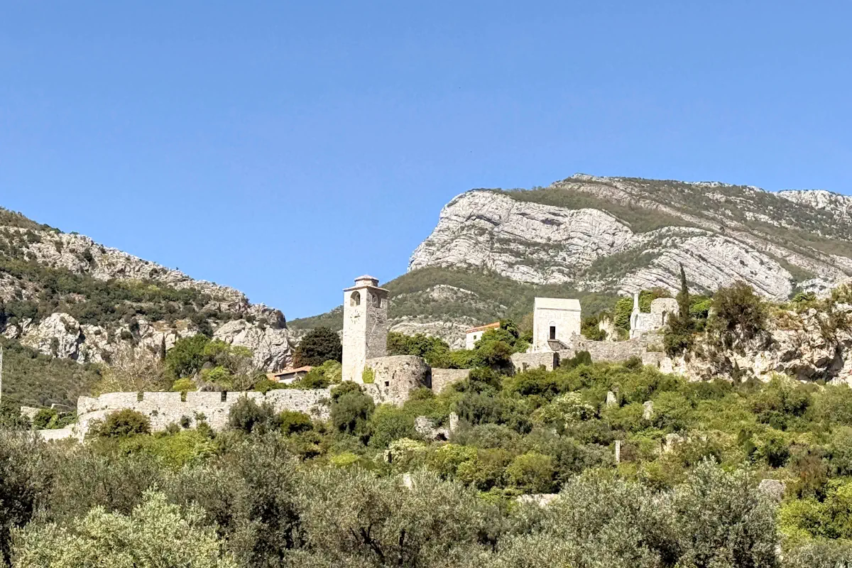 View of the ancient Stari Bar fortress ruins in May, illustrating the best time to visit Montenegro for mild weather.