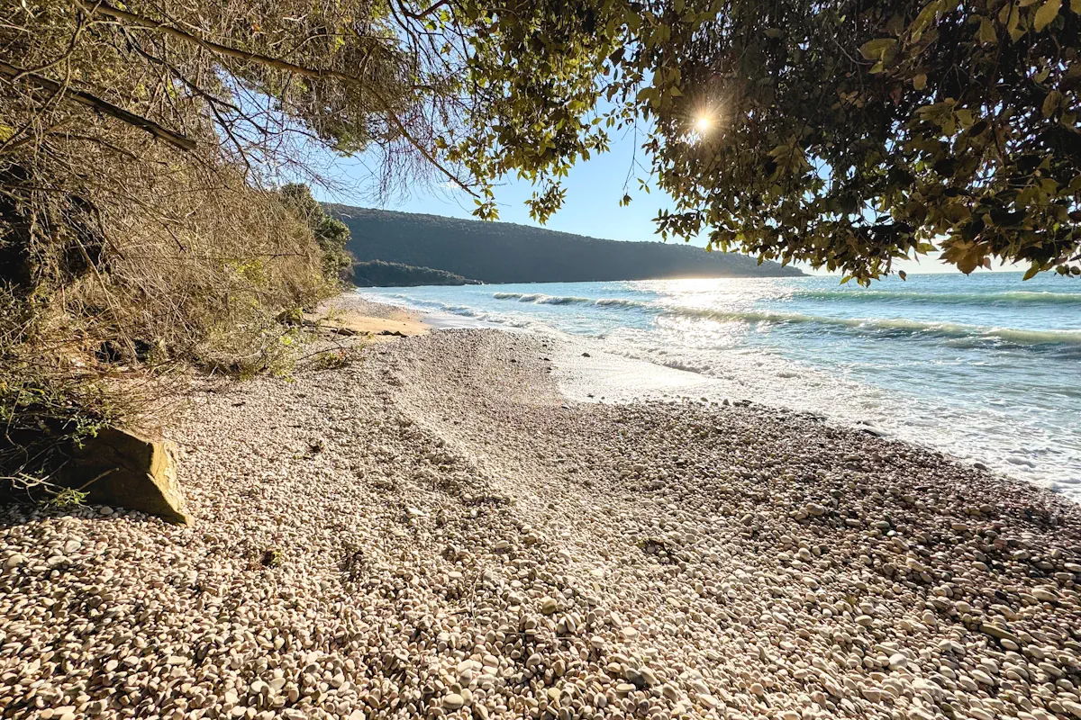 Natural Shade on rocky Kruce Beach north of Ulcinj