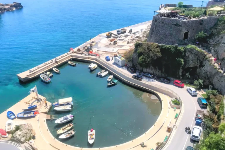 Aerial View of Ulcinj's Marina from the Old Town Fortress