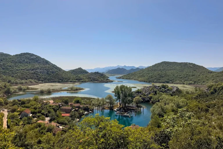 Aerial View of Karuc and the surrounding Skadar Lake from a viewpoint along its access road